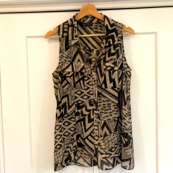 Printed Sleeveless Collared Dress Top - Picture 1 of 3